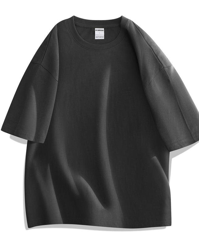 Heavy Cotton T-shirt Plus Size Round Neck Bottoming Shirt Thickened 240g