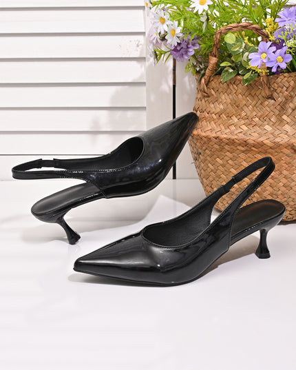 Sexy Patent Leather Women Pointed Toe Stiletto Toe Box Sandals
