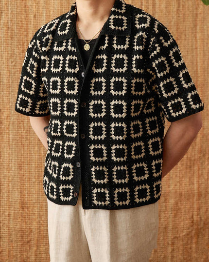 Knitted Sweater Seamless Weaving Short Width Casual Short Sleeve Cardigan Shirt