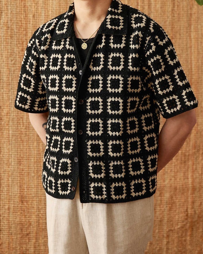 Knitted Sweater Seamless Weaving Short Width Casual Short Sleeve Cardigan Shirt