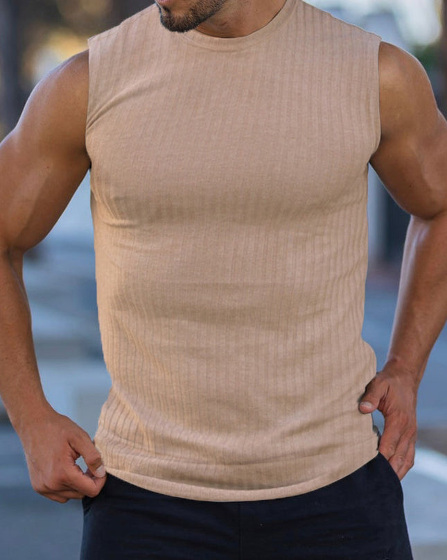 Knitted Vertical Stripes Fitness Sports Slim-fitting Vest