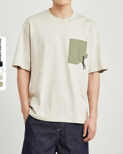 Contrast Color Patch Pocket Short Sleeve Heavy Cotton