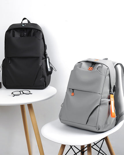 Pure Color Backpack Business Commuter Computer Bag Middle School Student School Bag