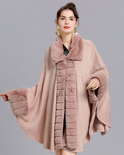 Oversized Loose Rex Rabbit Fur Collar Knitted Cardigan Jacket