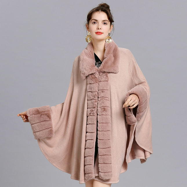 Oversized Loose Rex Rabbit Fur Collar Knitted Cardigan Jacket