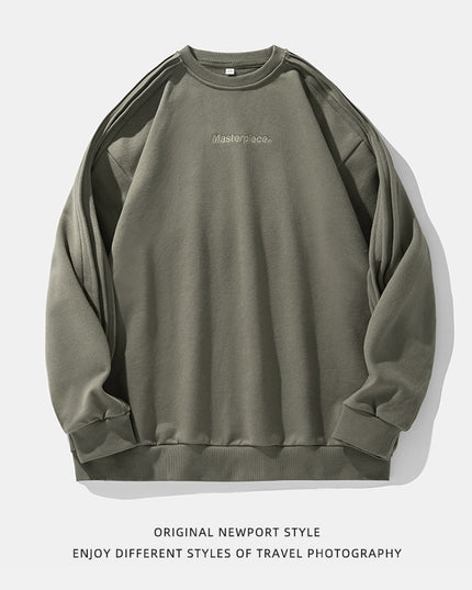 Round Neck Sweater Sleeve Loose-leaf Design Loose Leisure Pullover