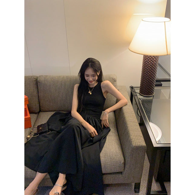 Gentle Slim White Vest Dress Women's Summer Design Sense Niche French Maxi Skirt