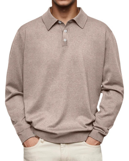 Long Sleeve V-neck Buttons Men's Casual Jacket Polo Shirt