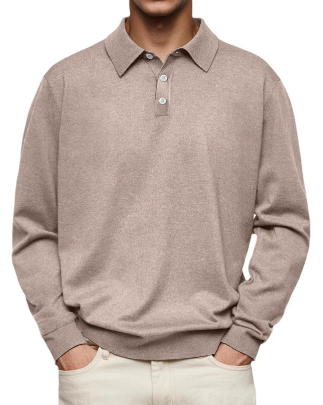 Long Sleeve V-neck Buttons Men's Casual Jacket Polo Shirt