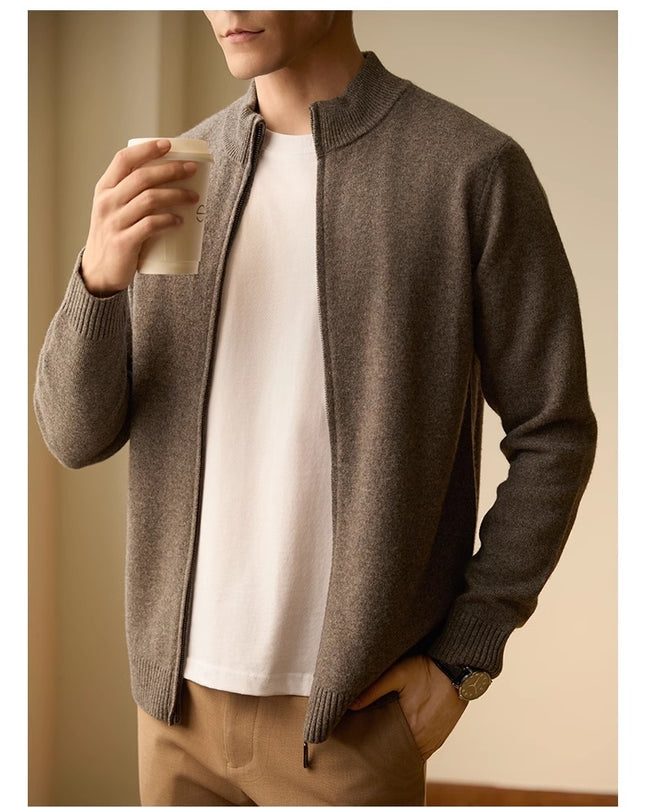 Men's Zipper Stand-up Collar Cardigan Coat