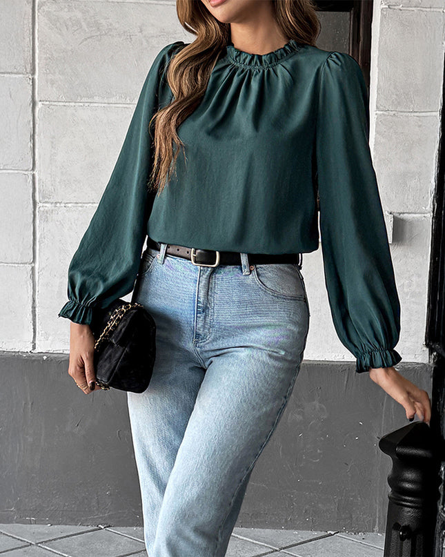 European And American Leisure Simple Style Long Sleeve Solid Color Stringy Selvedge Shirt