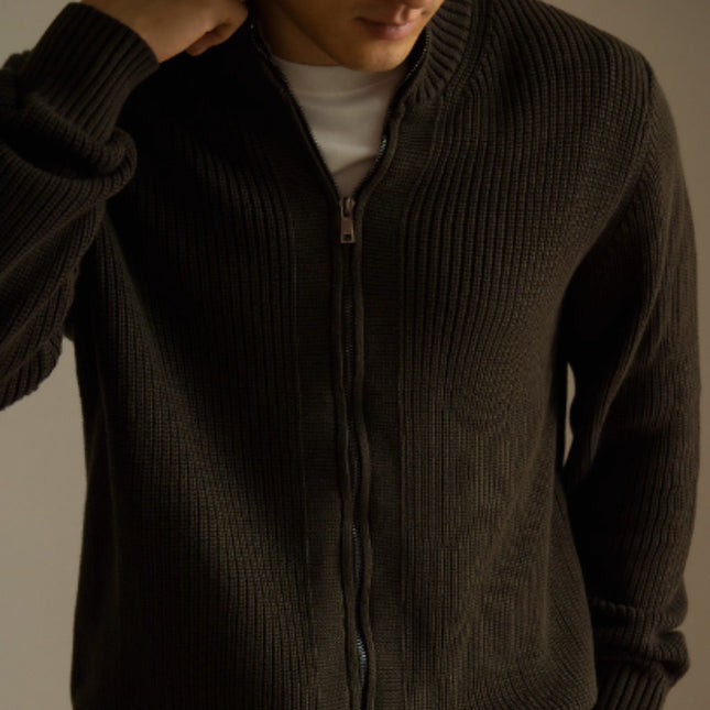 Men’s Anti-Pilling Cotton Zipper Cardigan – Knitted Coat Style Sweater