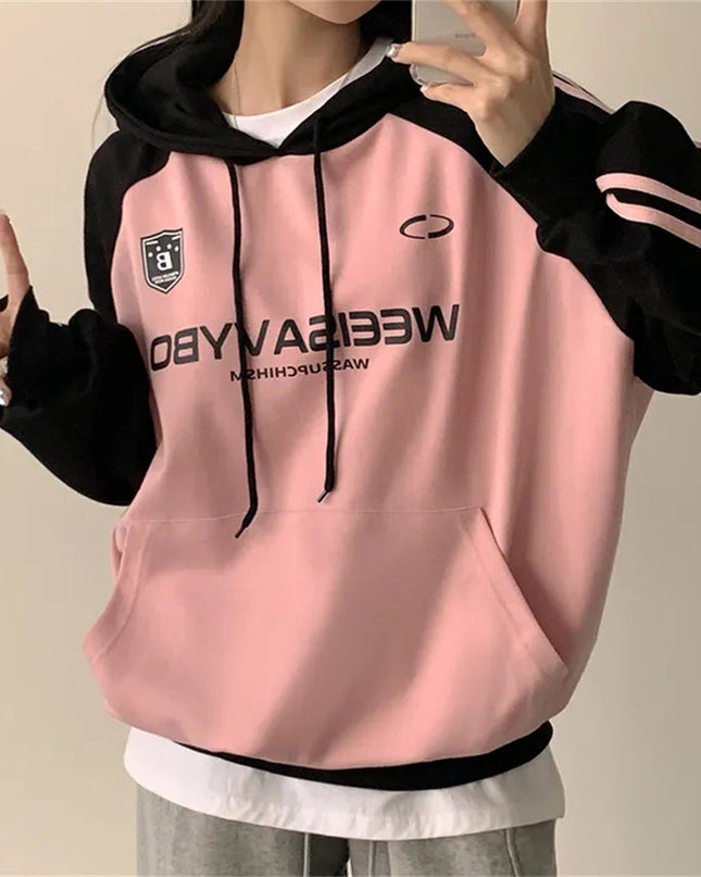 Thin Stitching Velvet Padded Hooded Sweatshirt Women