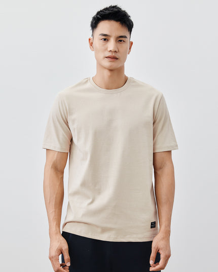 Heavy Cotton Men's Short Sleeve T-shirt American Casual Solid Color Crewneck