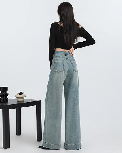 Spring New Straight Pants Mopping Jeans Trousers Lengthened