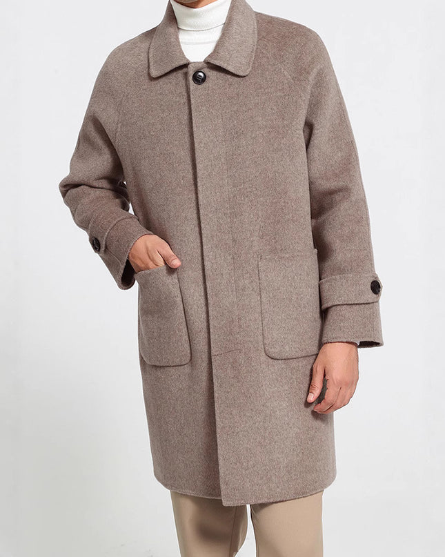 Wool Reversible Woolen Coat Men's Mid-length Single-breasted Baggy Coat