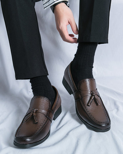 Men's Loafer Tassel Slip-on Business Casual Round Toe Leather Shoes