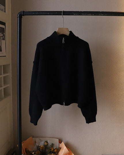 Loose All-match Solid Color Premium Sweater Coat