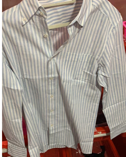 Petty Bourgeoisie Striped Gentry Dress Cotton Linen Long Sleeved Shirt