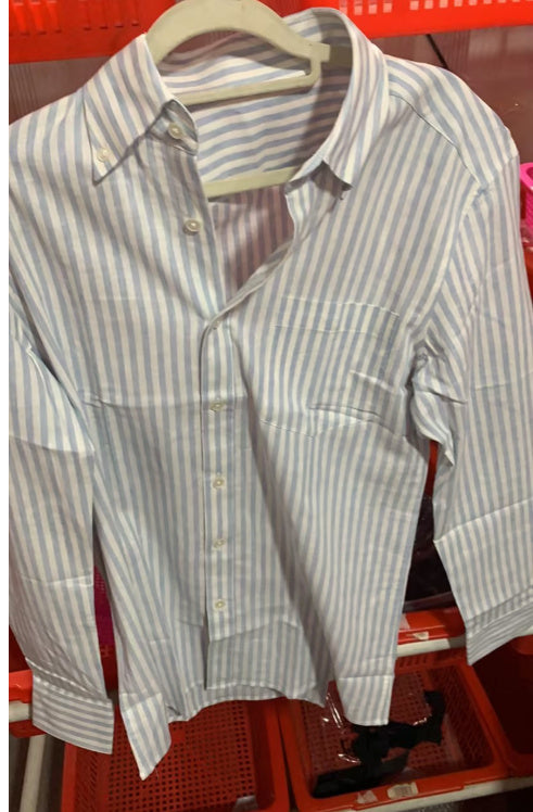 Petty Bourgeoisie Striped Gentry Dress Cotton Linen Long Sleeved Shirt