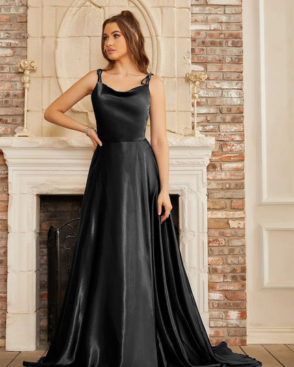 Elegant Women Maxi Beach Satin Dress Leg Slit Lace Up