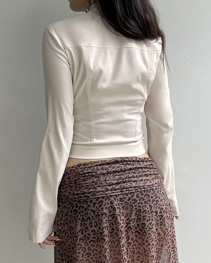 European And American Hot Girl Fan Solid Color Jacket Small Stand Collar