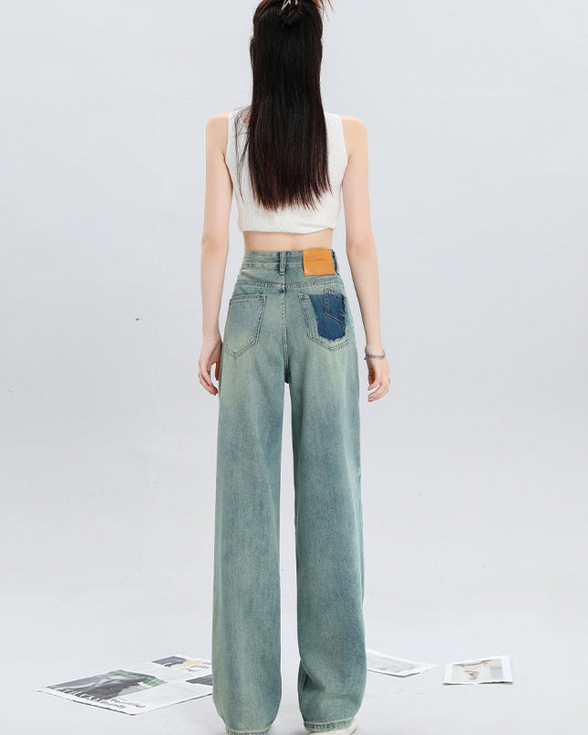 Women's Fashion Holes Narrow Wide-leg Jeans