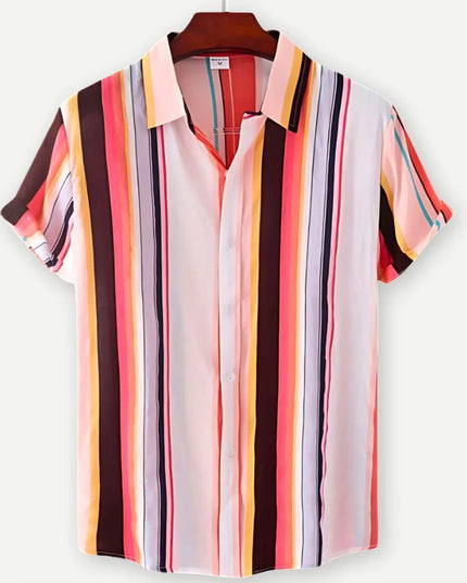 Hawaiian Printing Lapel Short Sleeve Shirt