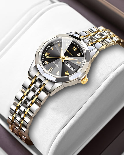 Diamond Double Calendar Waterproof Luminous Watch