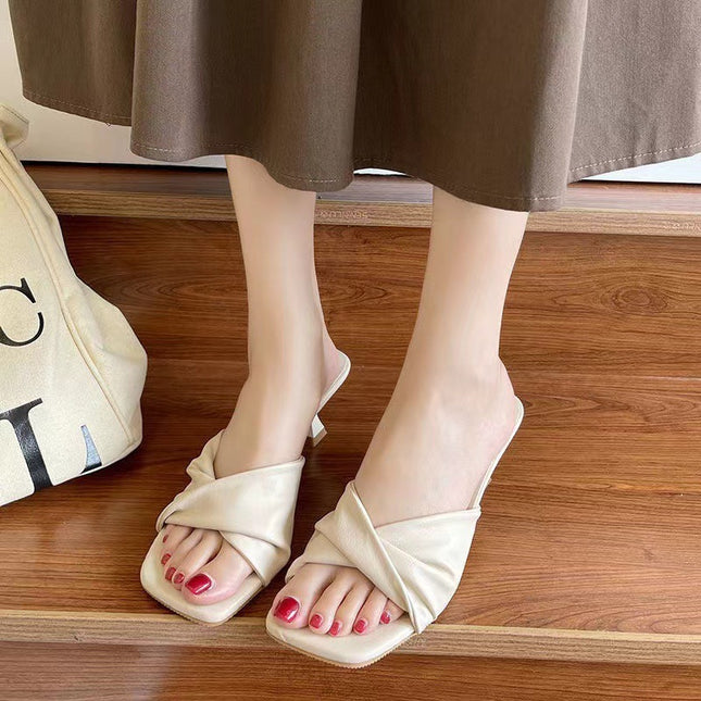 Simple High Heel Shoes Outdoor Semi-slippers
