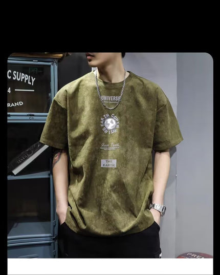 American-style Heavy Short-sleeved T-shirt Men's Summer High Sense