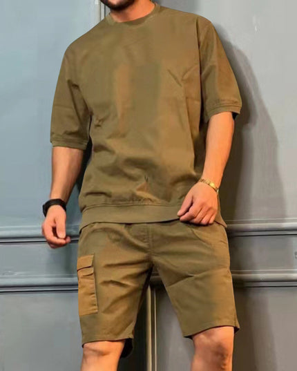 Men's Workwear Multi-pocket Shorts Tracksuit