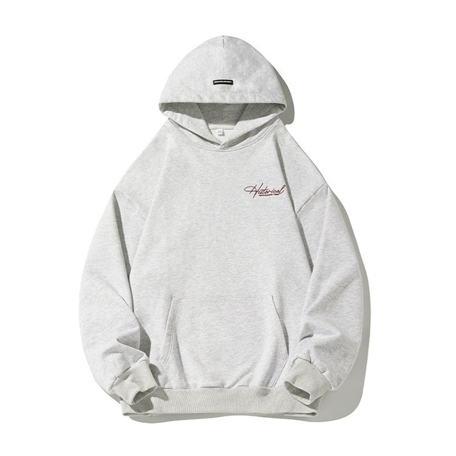 Retro Heavy Hooded Sweater Men's Autumn And Winter High Street American Letter Embroidery