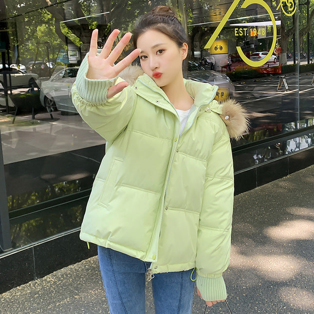 Loose Hooded Gloves Thickened Thermal Quilted Jacket Coat For Women