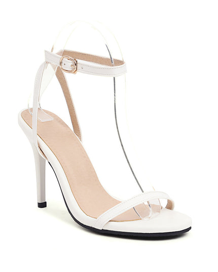 Sexy Stiletto Heel Super High Buckle Hollow-out Solid Color Sandals