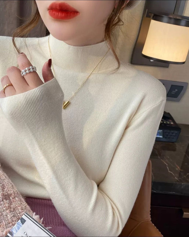 Inner Knitted Bottoming Shirt Slim Fit Slimming Long Sleeves Versatile Western Style Top