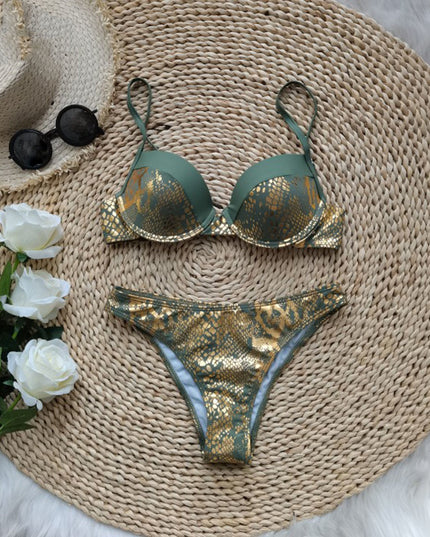 Women's Bikini Swimsuit Push Up Bronzing Split