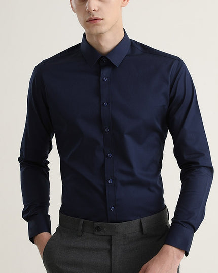 Long Sleeve White Shirt Men's Solid Color Stretch Slim-fitting Iron-free Anti-wrinkle Business Casual Men's Business Wear