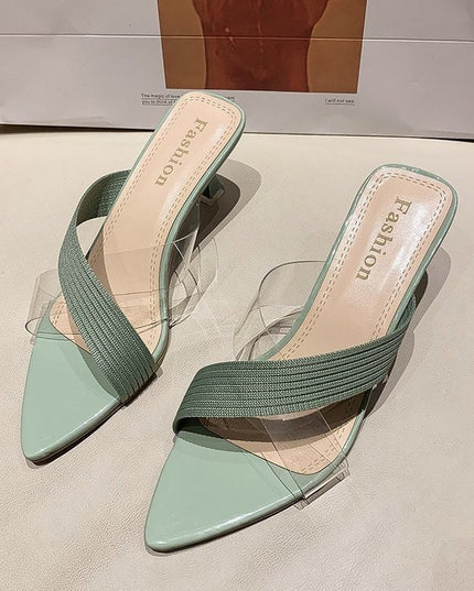 Pointed Stiletto Transparent Cross-strap Sandals And Slippers Women