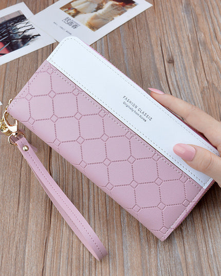 Ladies In Hand Long Zipper Tassel Stitching Embossed Large-capacity Wallet