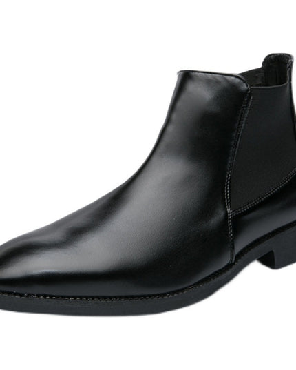 Korean Style Middle High Top Business Formal Wear Plus Size Leather Boots