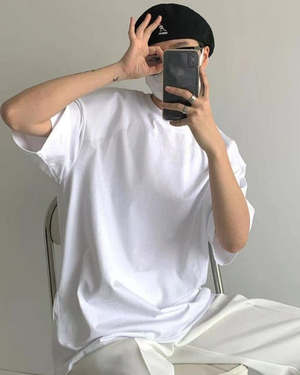 Loose Round Neck White Inner Half Sleeve Bottoming Shirt Top