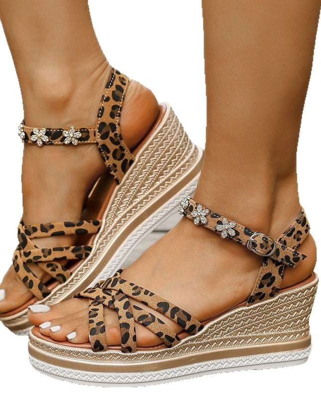 Suede Platform Ankle Buckle Open Toe Sandals For Women