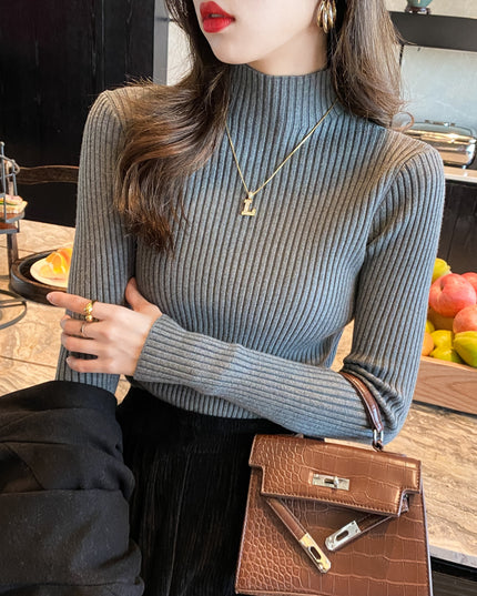 Half Turtleneck Knitted Sweater Women's Bottoming Shirt Women's Autumn And Winter