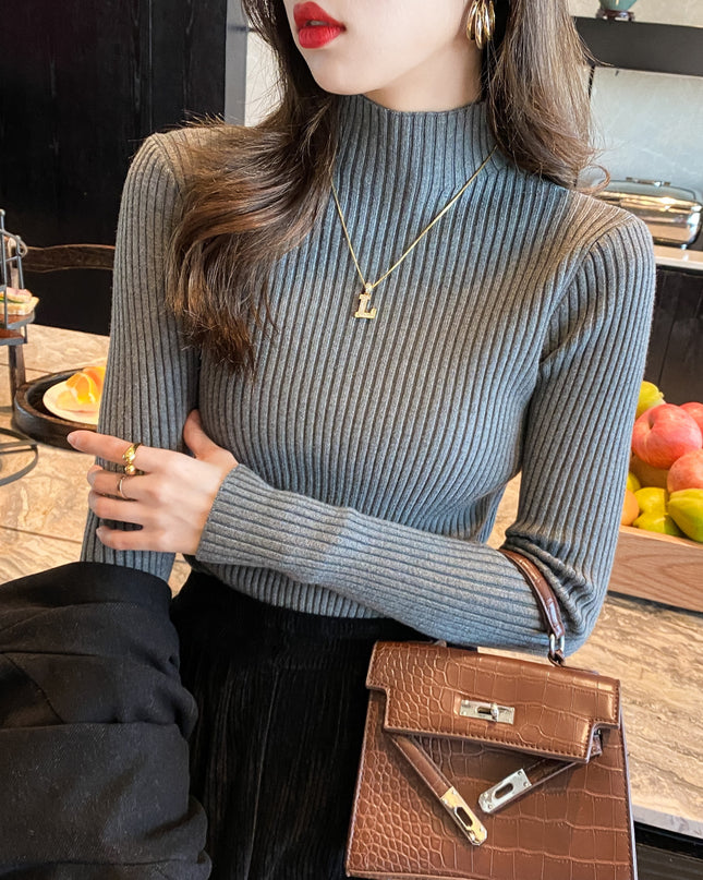 Half Turtleneck Knitted Sweater Women's Bottoming Shirt Women's Autumn And Winter