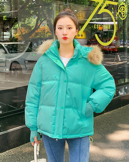 Loose Hooded Gloves Thickened Thermal Quilted Jacket Coat For Women