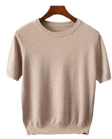 Men's Short-sleeved T-shirt Korean-style Trendy Round Neck Half-sleeve Sweater