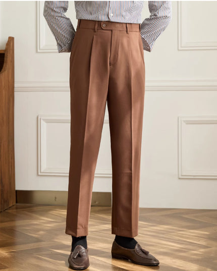 Retro Elastic Waist Non-ironing Naples Mid-high Waist Suit Pants