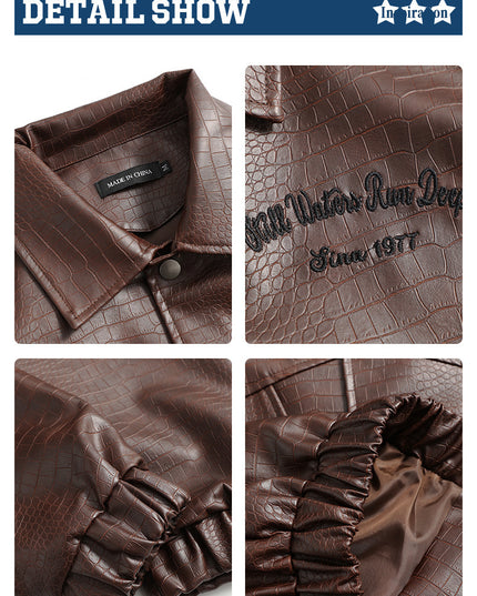Leather Jacket Lapel Loose Retro Top