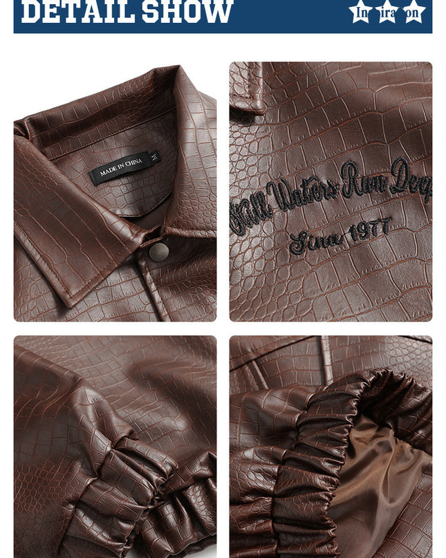 Leather Jacket Lapel Loose Retro Top